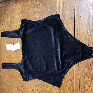 🖤NWT🖤Good American Sleeveless Black Velvet Thong bodysuit